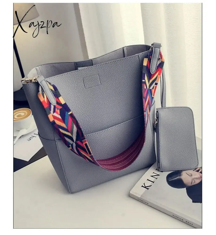 Xajzpa - Brand Designer Women Handbag and purse Large Capacity Colorful Strap Shoulder Bag PU Leather Bucket Crossbody Bags big Totes