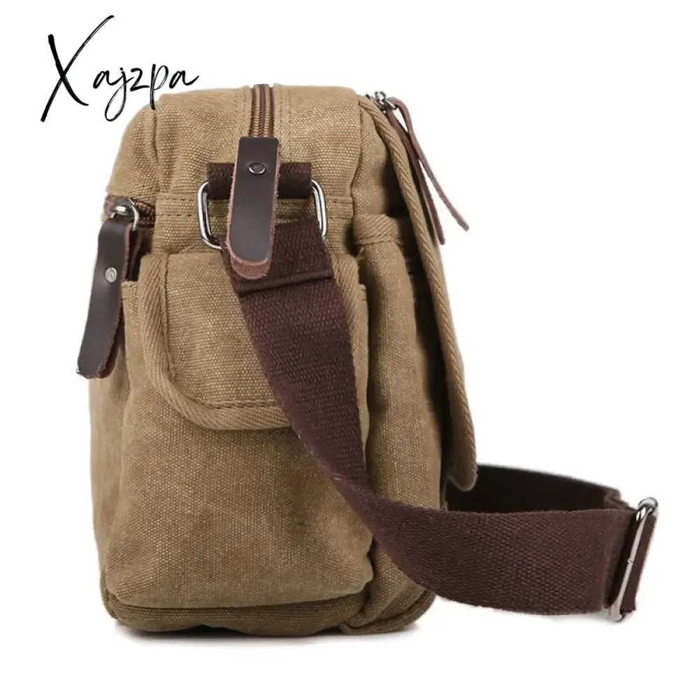 Xajzpa - Casual Canvas Men Small Shoulder Bag Vintage Satchel Retro Crossbody Sling For Leisure Male Messenger Handbag Bolsa Feminina