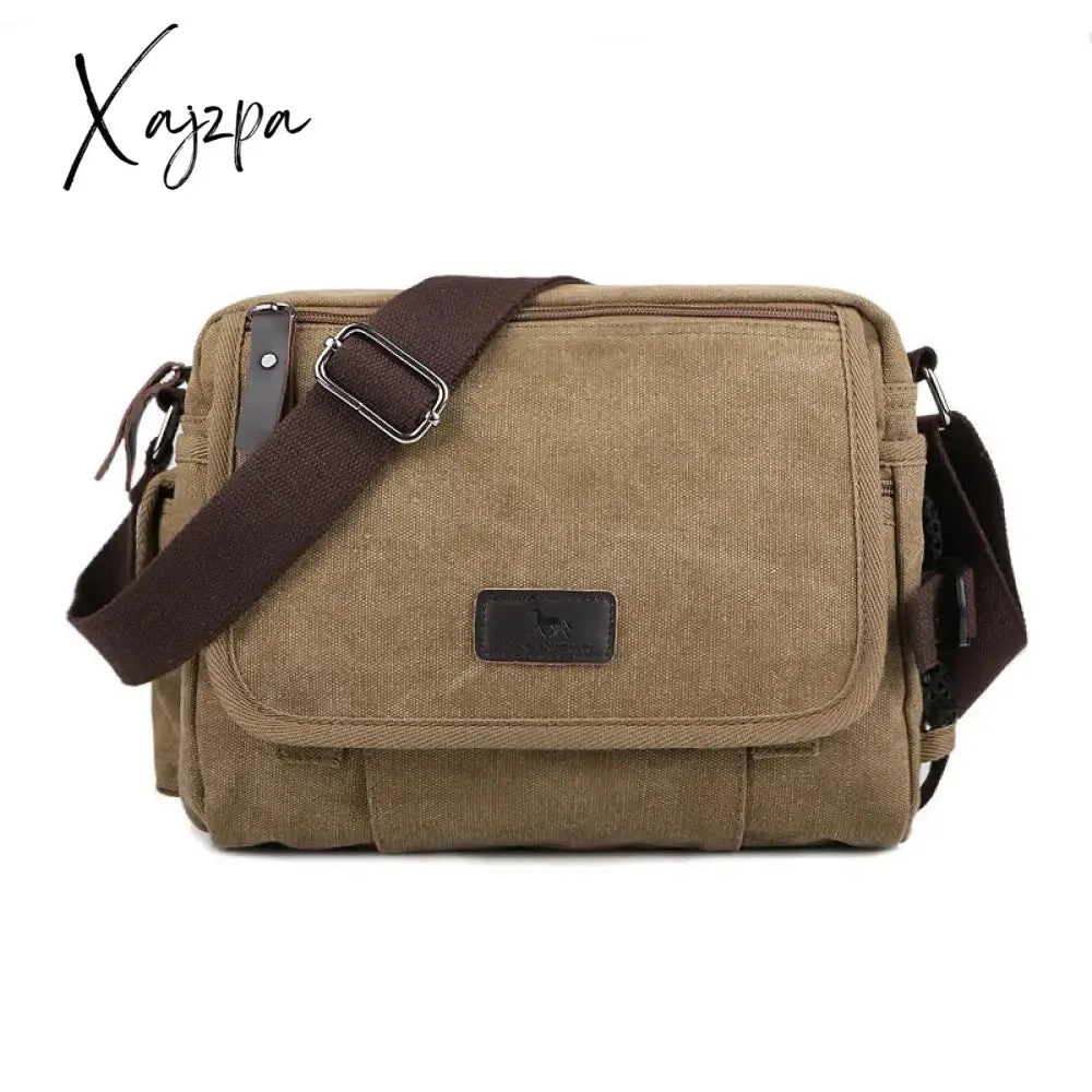 Xajzpa - Casual Canvas Men Small Shoulder Bag Vintage Satchel Retro Crossbody Sling For Leisure Male Messenger Handbag Bolsa Feminina