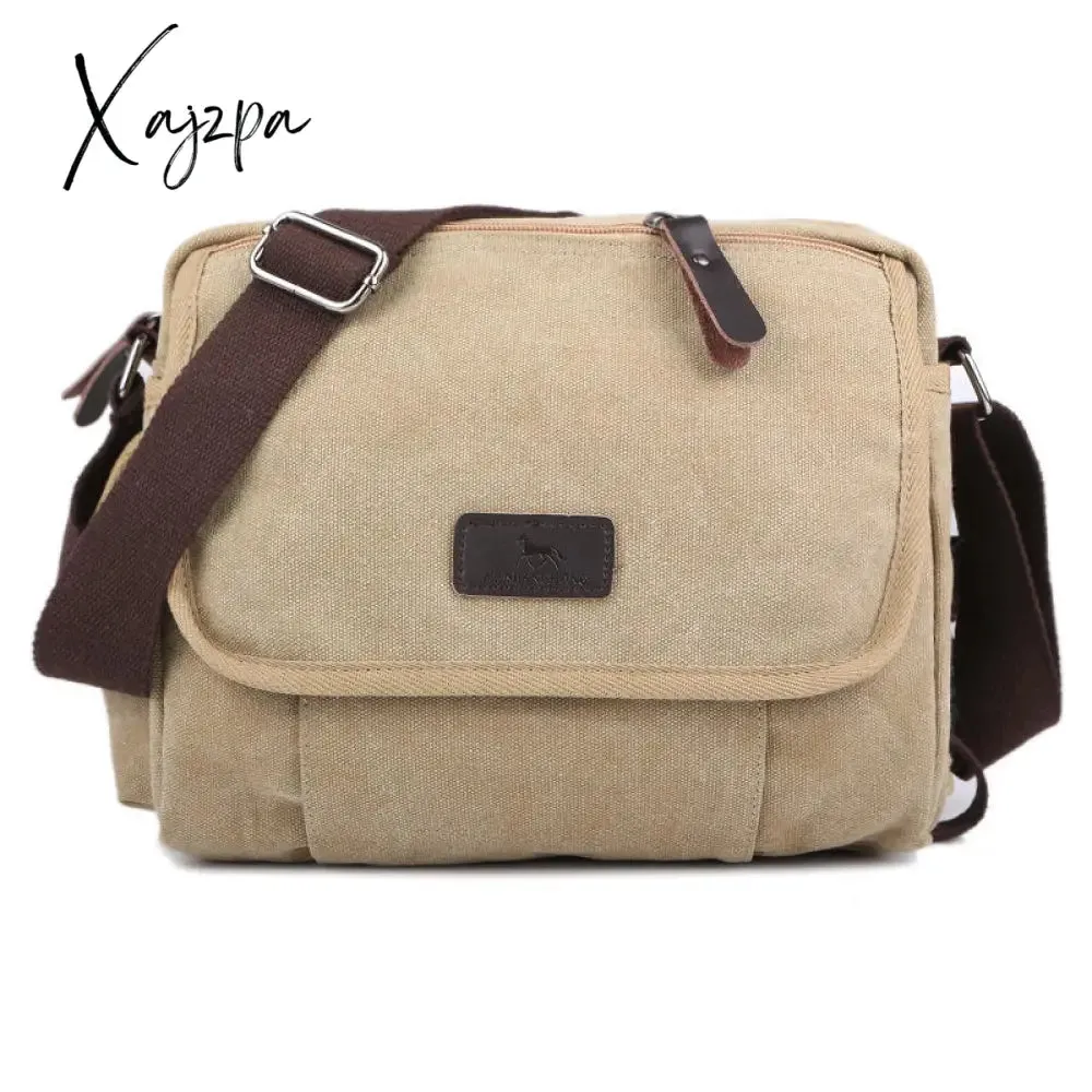 Xajzpa - Casual Canvas Men Small Shoulder Bag Vintage Satchel Retro Crossbody Sling For Leisure Male Messenger Handbag Bolsa Feminina