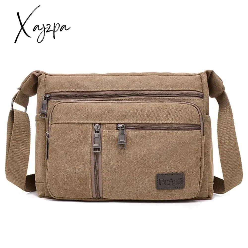 Xajzpa - Outdoor Leisure Retro Business Bag High Capacity Canvas Bag Simple Version Shoulder bag Diagonal Package bag For Men Men's Big