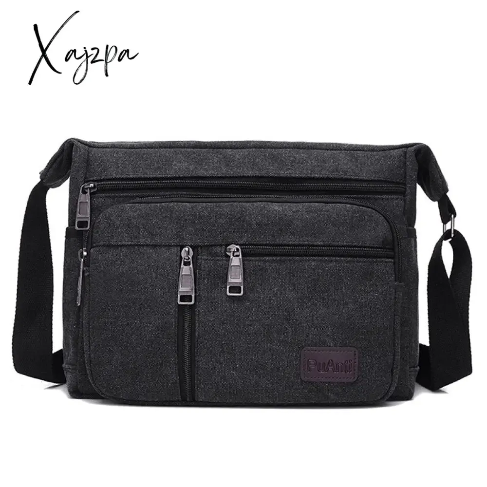 Xajzpa - Outdoor Leisure Retro Business Bag High Capacity Canvas Bag Simple Version Shoulder bag Diagonal Package bag For Men Men's Big